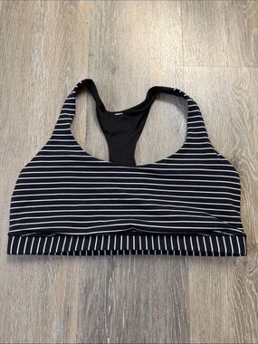 Lululemon Razorback Black & White Striped Sports Bra